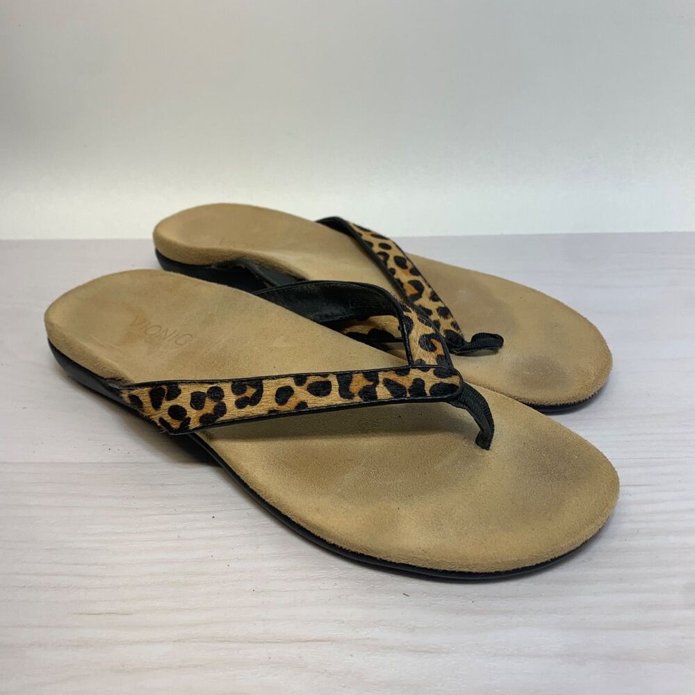 Vionic Women's Elena Calf Hair Thong Orthotic Sandals‎ Size 9
